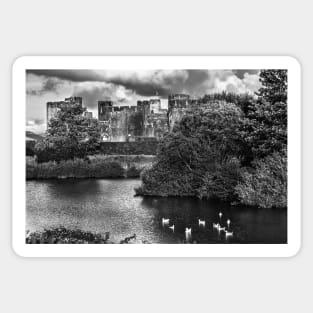 Caerphilly Castle Western Towers mono Sticker